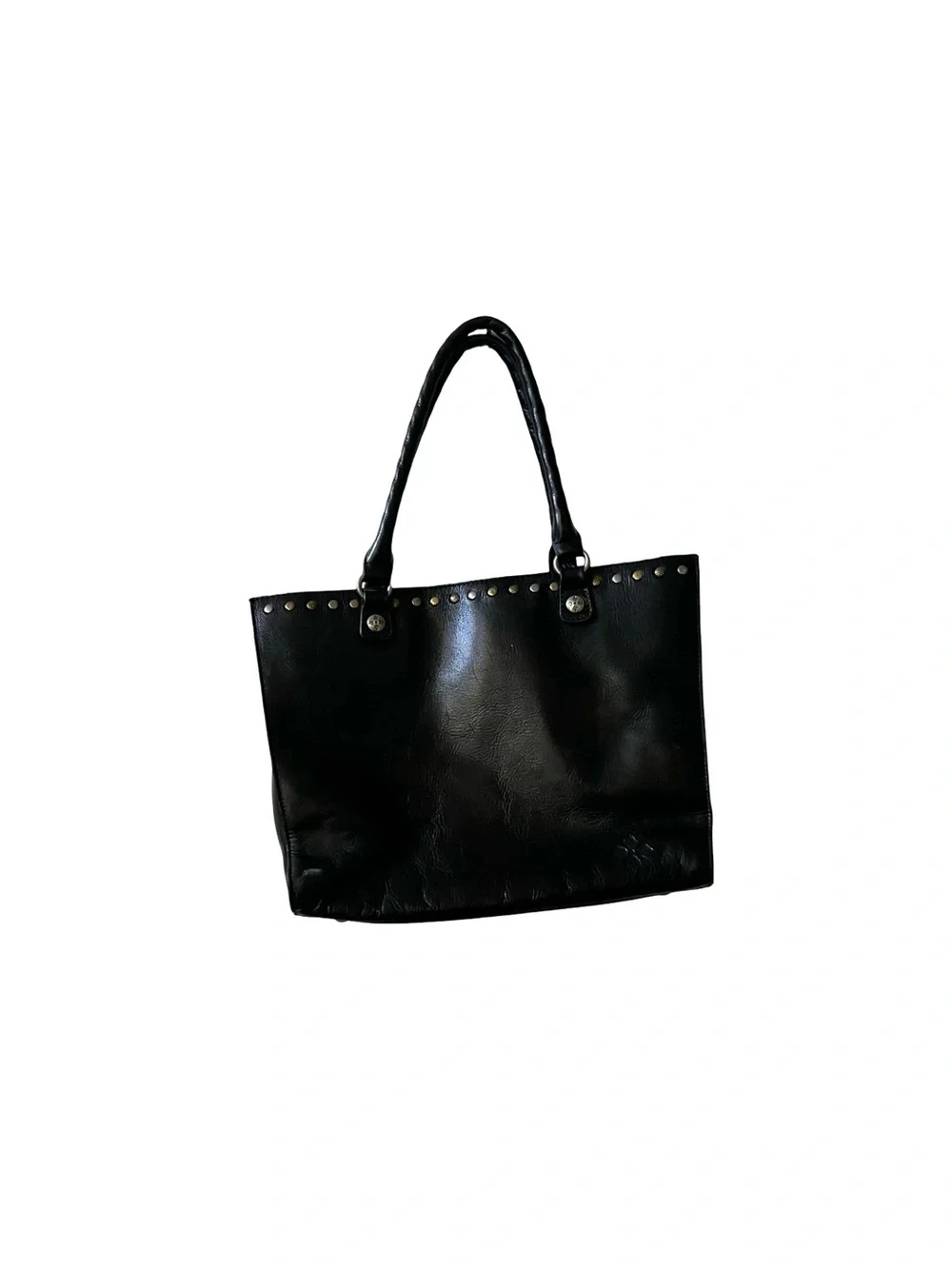 Patricia Nash Zancona Black Leather Studded Trim Tote Shoulder Bag - Picture 3 of 8